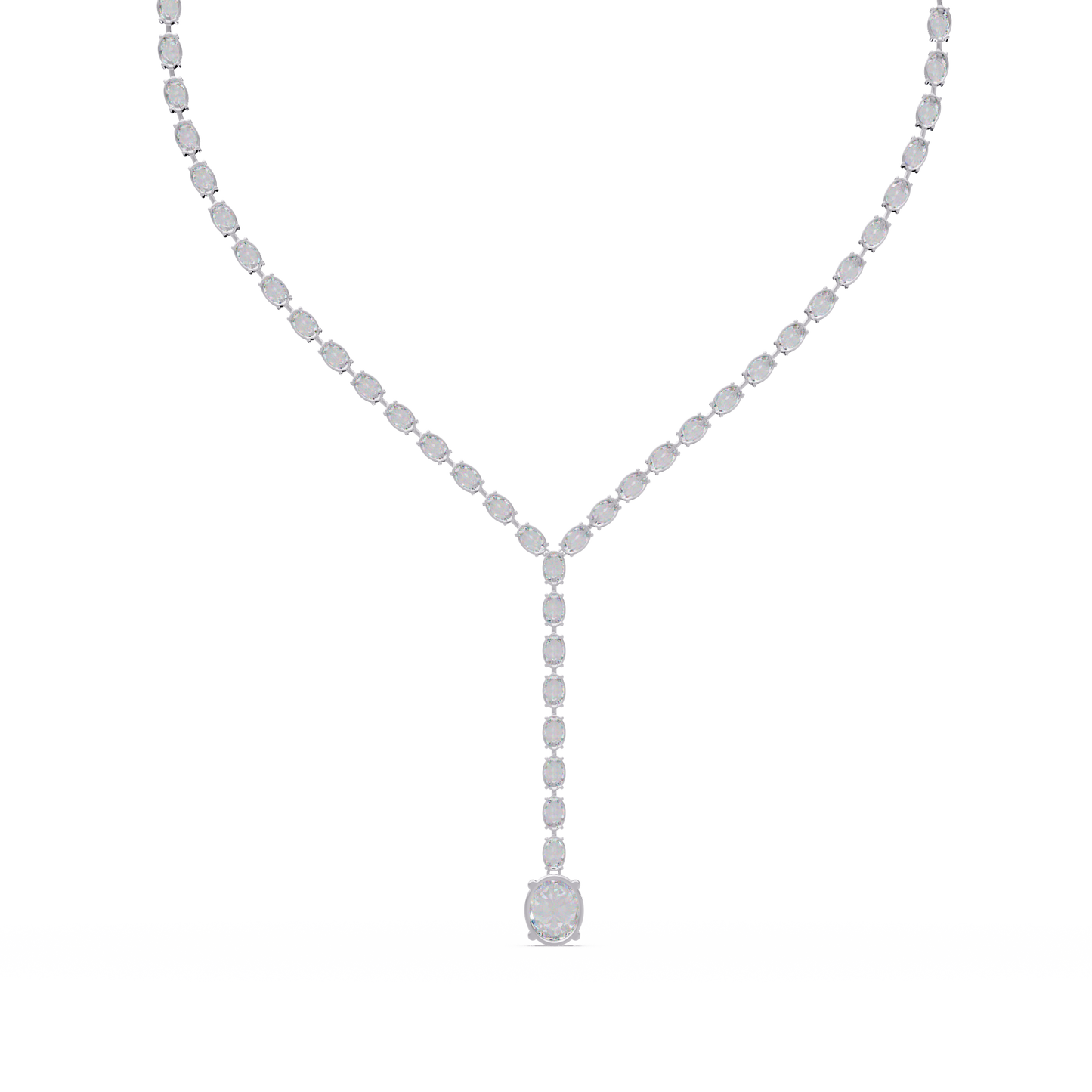 16.05 Ct Oval Diamond Drop Necklace 14K Gold Lab Grown Diamonds