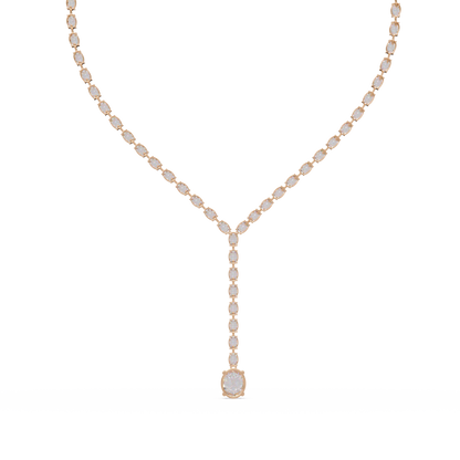 16.05 Ct Oval Diamond Drop Necklace 14K Gold Lab Grown Diamonds