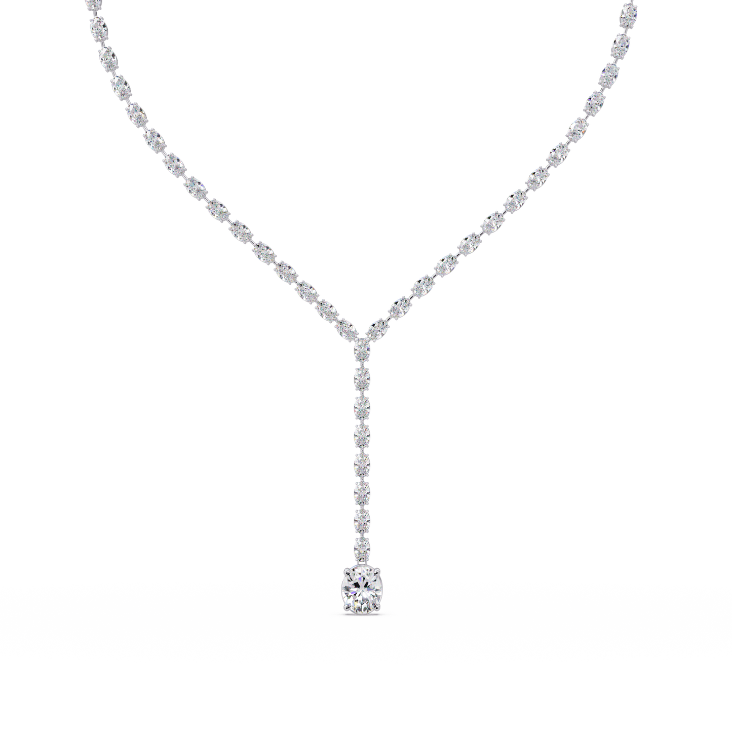 16.05 Ct Oval Diamond Drop Necklace 14K Gold Lab Grown Diamonds