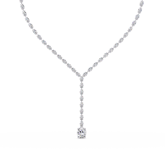 16.05 Ct Oval Diamond Drop Necklace 14K Gold Lab Grown Diamonds