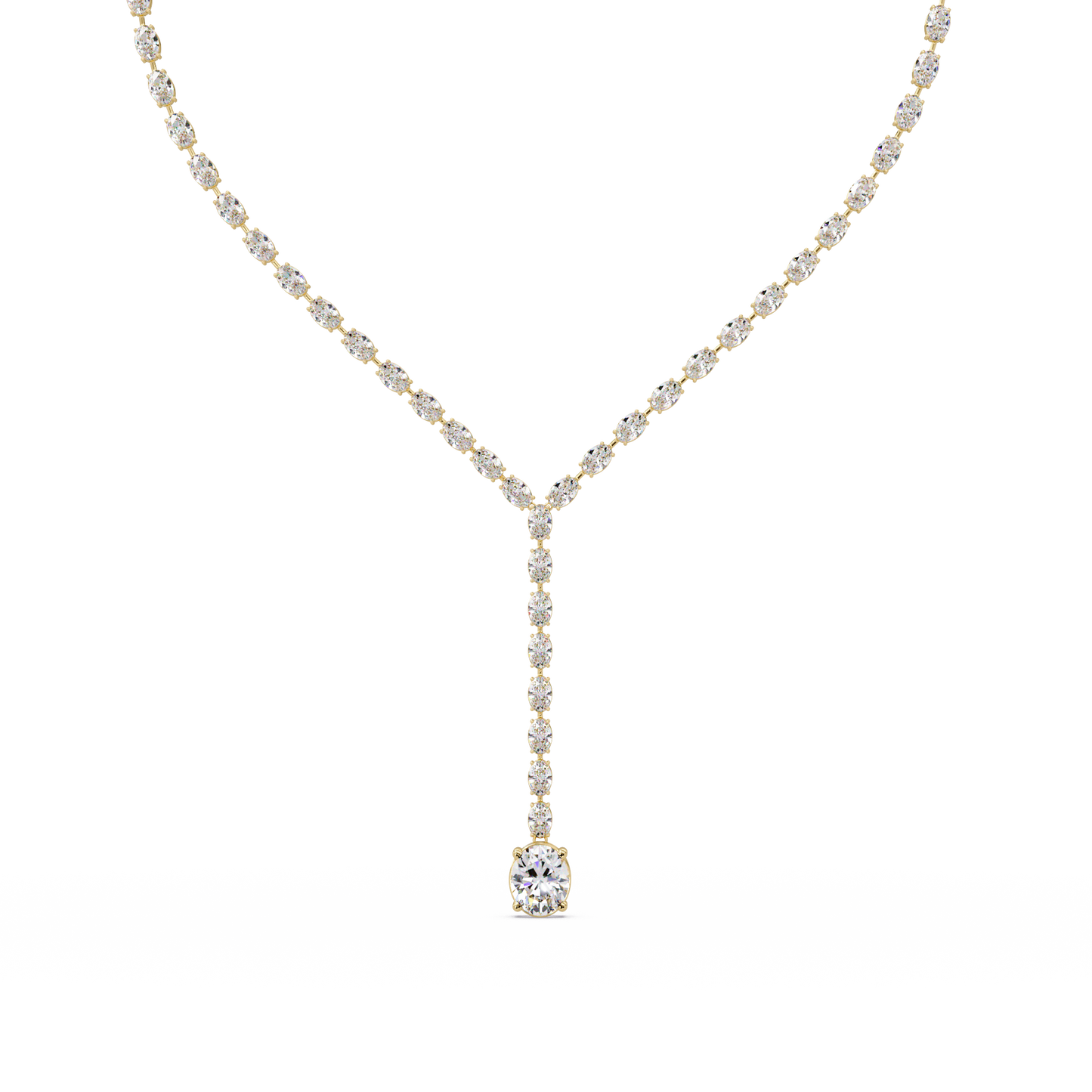 16.05 Ct Oval Diamond Drop Necklace 14K Gold Lab Grown Diamonds
