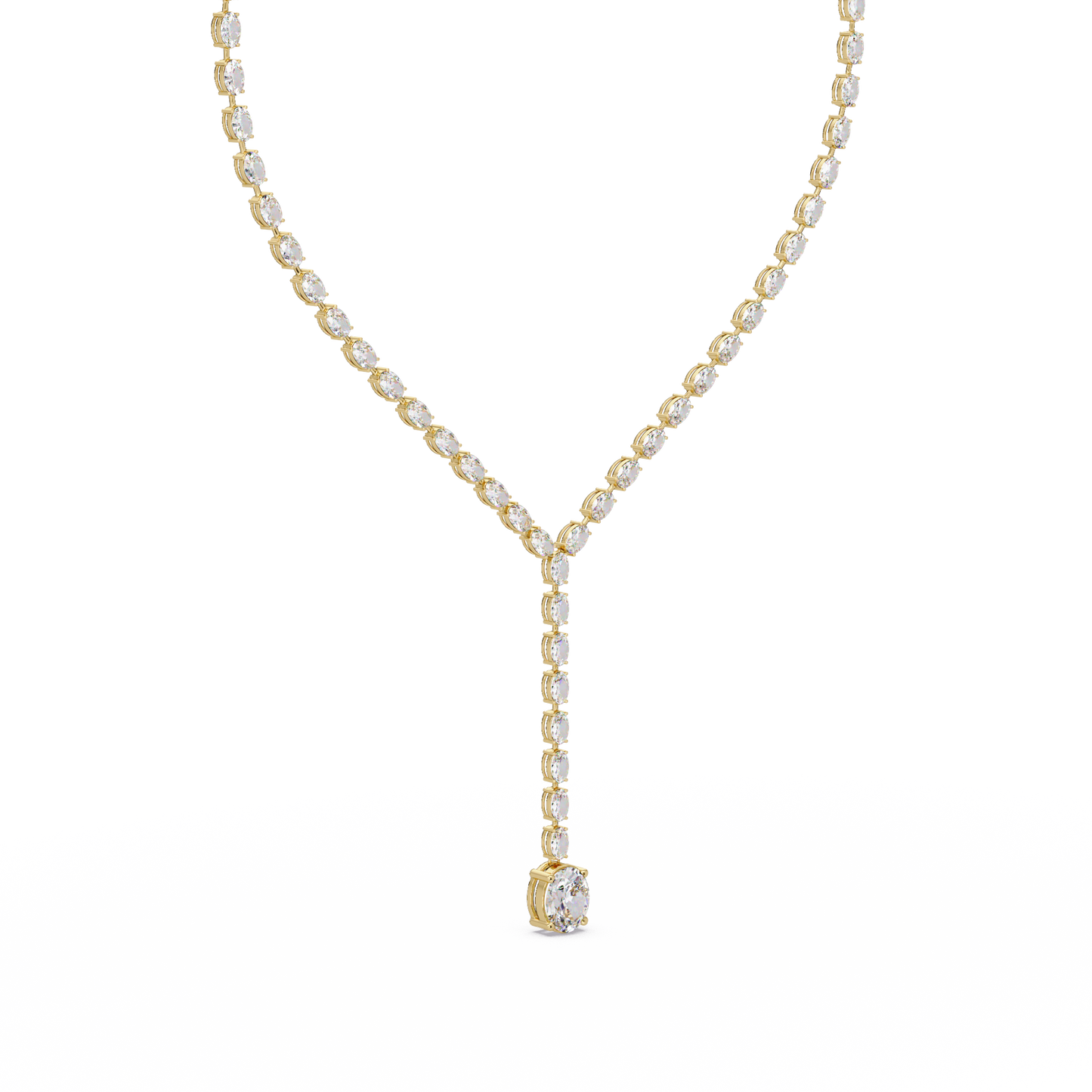 16.05 Ct Oval Diamond Drop Necklace 14K Gold Lab Grown Diamonds