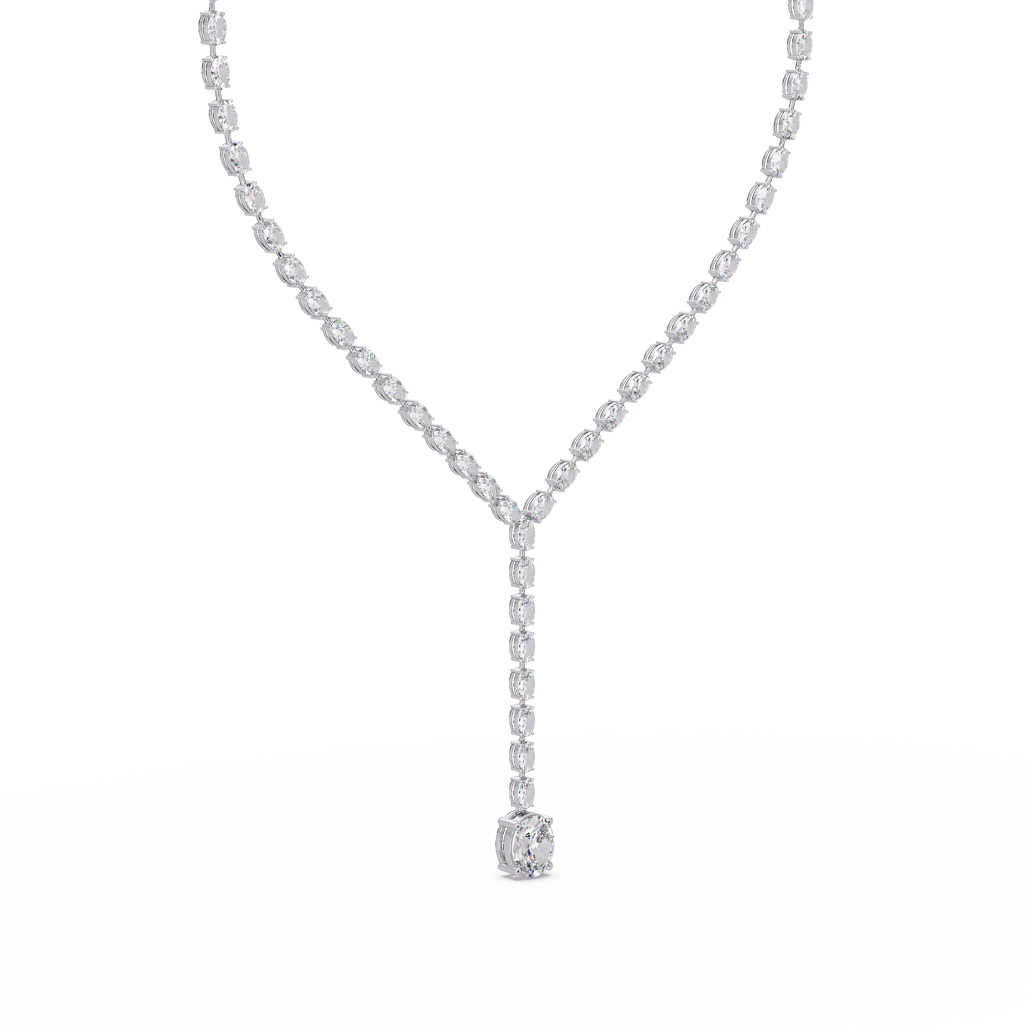 16.05 Ct Oval Diamond Drop Necklace 14K Gold Lab Grown Diamonds