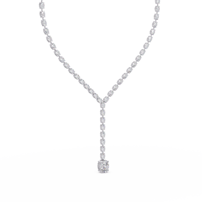 16.05 Ct Oval Diamond Drop Necklace 14K Gold Lab Grown Diamonds