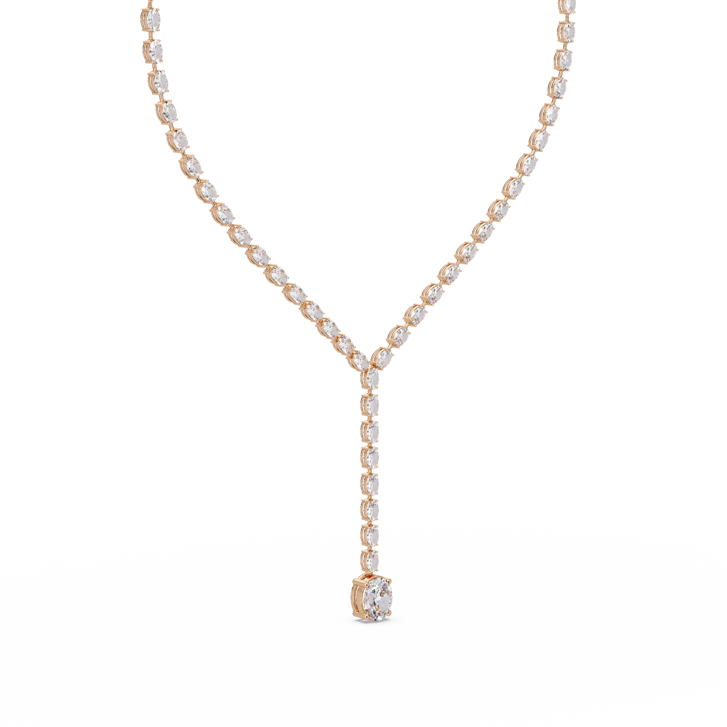 16.05 Ct Oval Diamond Drop Necklace 14K Gold Lab Grown Diamonds