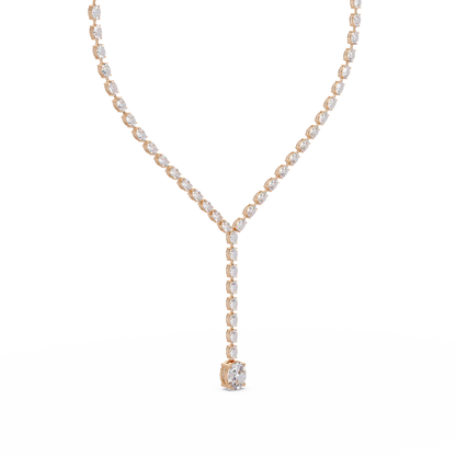 16.05 Ct Oval Diamond Drop Necklace 14K Gold Lab Grown Diamonds