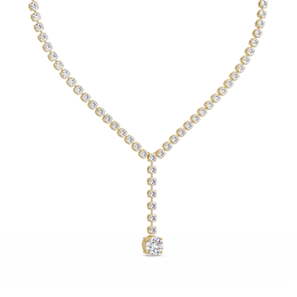 Diamond Drop Necklace 23.66 Carat Round Lab Grown Diamonds 14K Gold