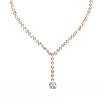 Diamond Drop Necklace 23.66 Carat Round Lab Grown Diamonds 14K Gold