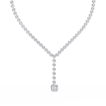 Diamond Drop Necklace 23.66 Carat Round Lab Grown Diamonds 14K Gold