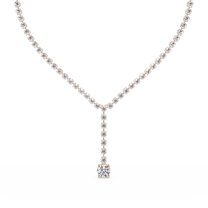 Diamond Drop Necklace 23.66 Carat Round Lab Grown Diamonds 14K Gold