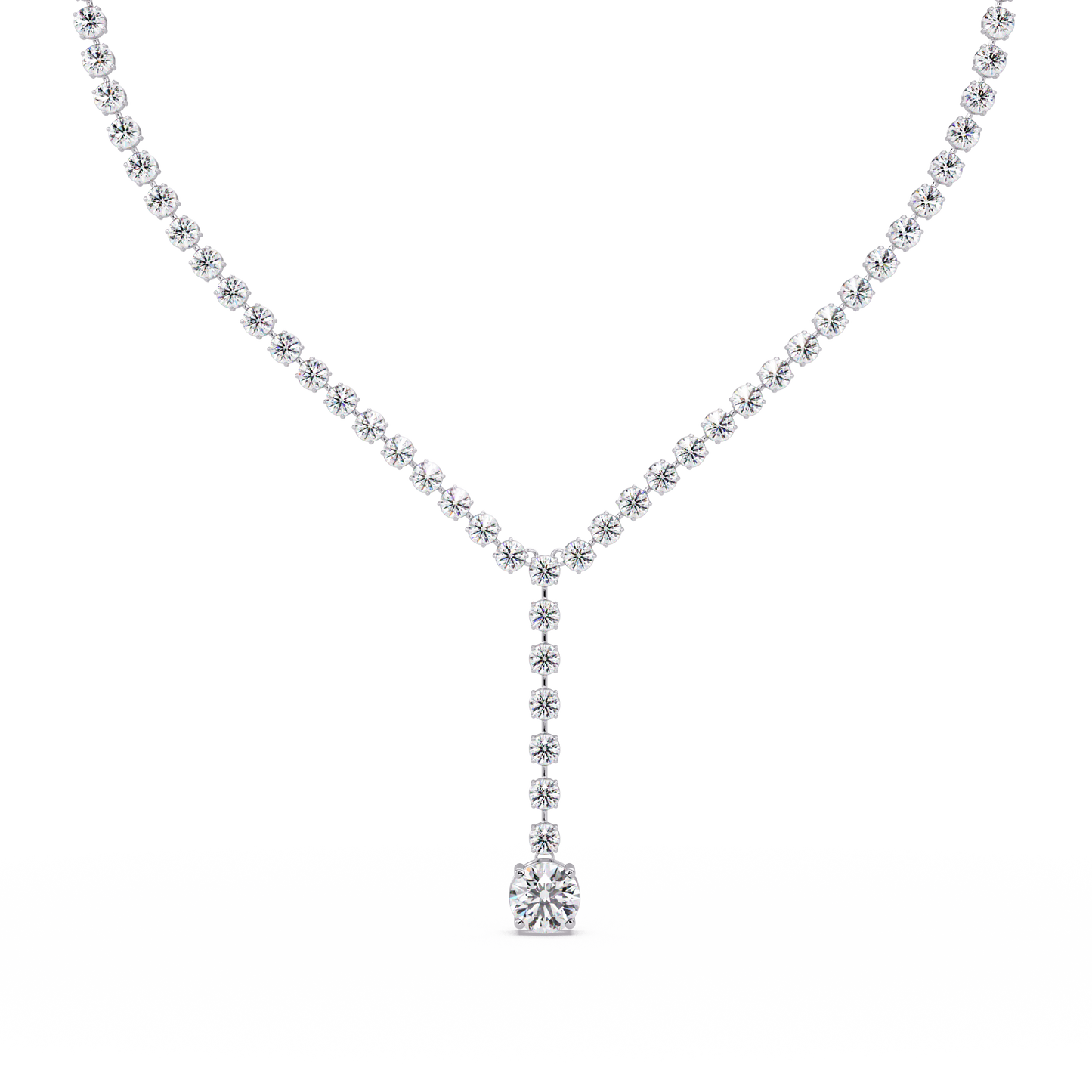Diamond Drop Necklace 23.66 Carat Round Lab Grown Diamonds 14K Gold