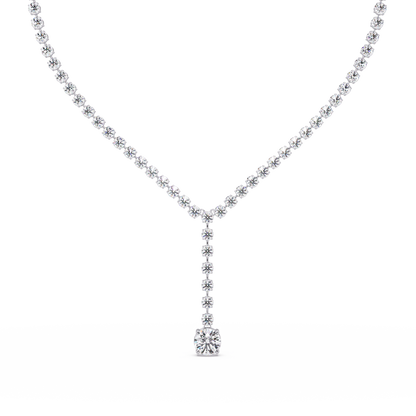 Diamond Drop Necklace 23.66 Carat Round Lab Grown Diamonds 14K Gold