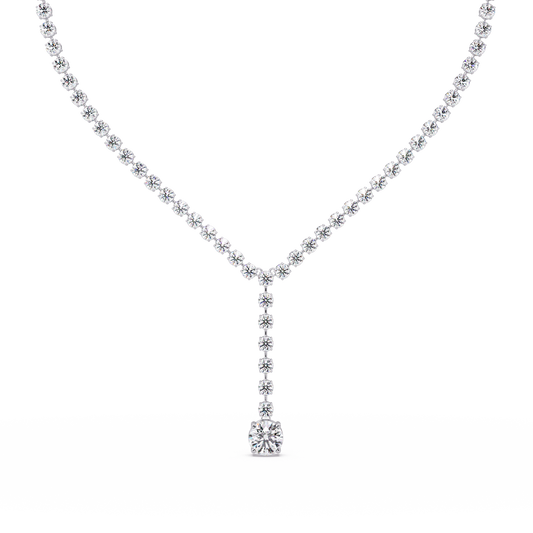 Diamond Drop Necklace 23.66 Carat Round Lab Grown Diamonds 14K Gold