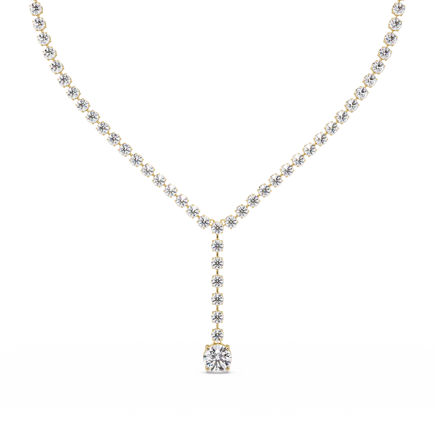 Diamond Drop Necklace 23.66 Carat Round Lab Grown Diamonds 14K Gold