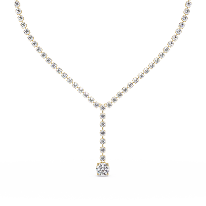 Diamond Drop Necklace 23.66 Carat Round Lab Grown Diamonds 14K Gold
