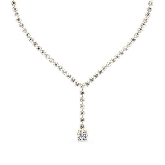 Diamond Drop Necklace 23.66 Carat Round Lab Grown Diamonds 14K Gold
