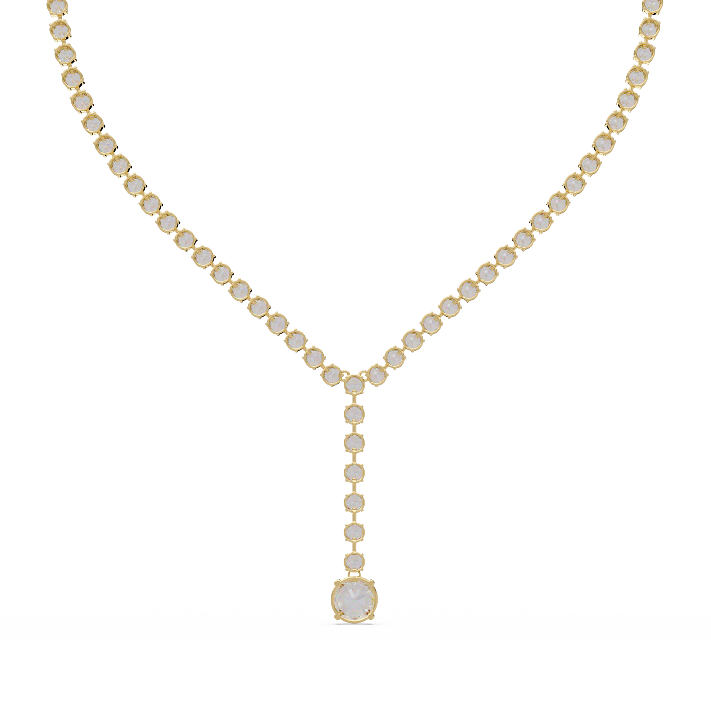 Diamond Drop Necklace 23.66 Carat Round Lab Grown Diamonds 14K Gold