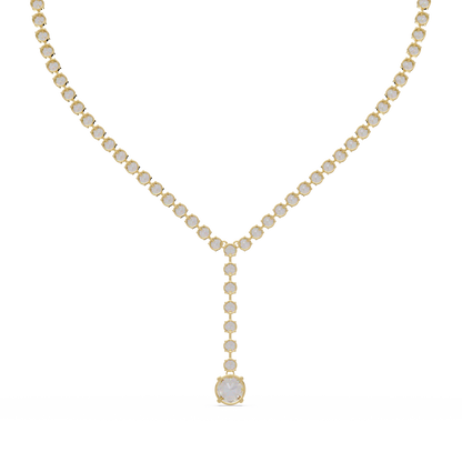 Diamond Drop Necklace 23.66 Carat Round Lab Grown Diamonds 14K Gold