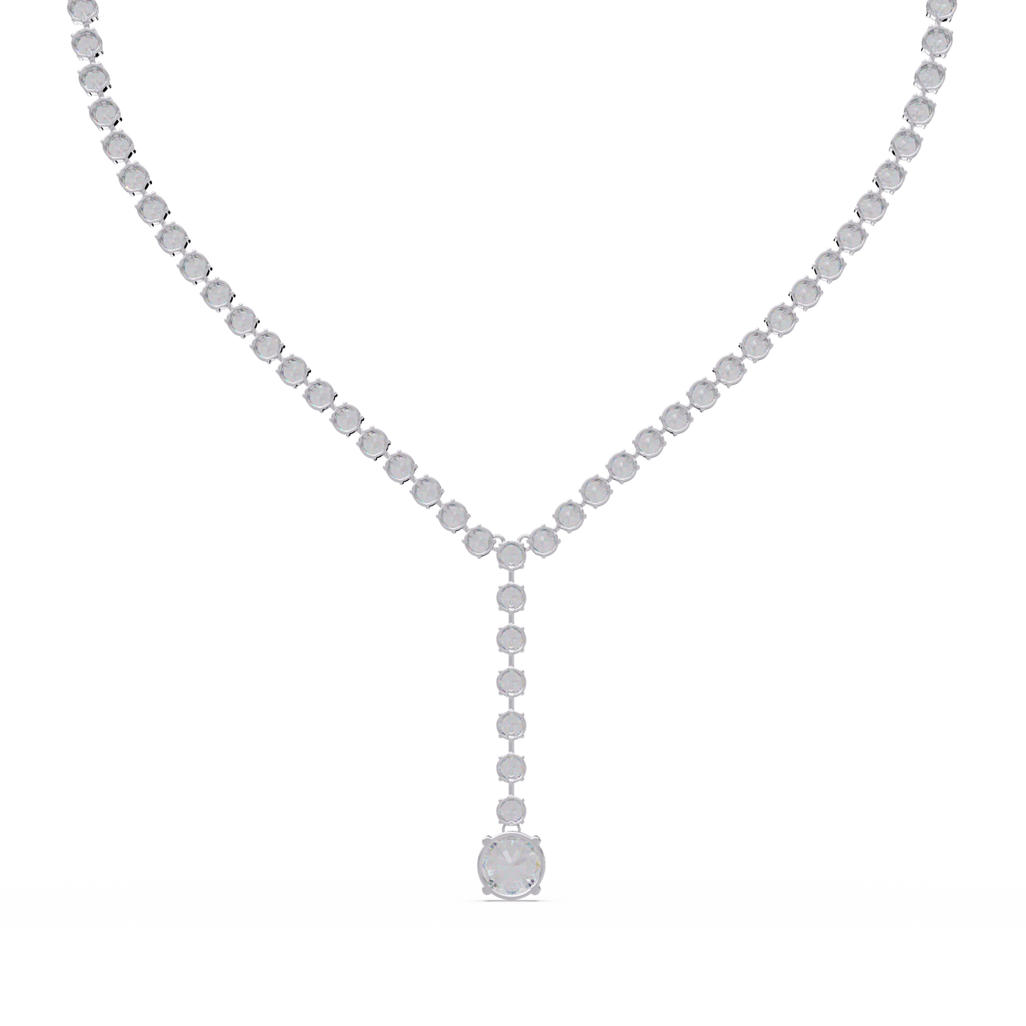 Diamond Drop Necklace 23.66 Carat Round Lab Grown Diamonds 14K Gold