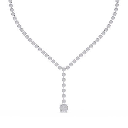 Diamond Drop Necklace 23.66 Carat Round Lab Grown Diamonds 14K Gold