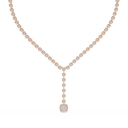 Diamond Drop Necklace 23.66 Carat Round Lab Grown Diamonds 14K Gold