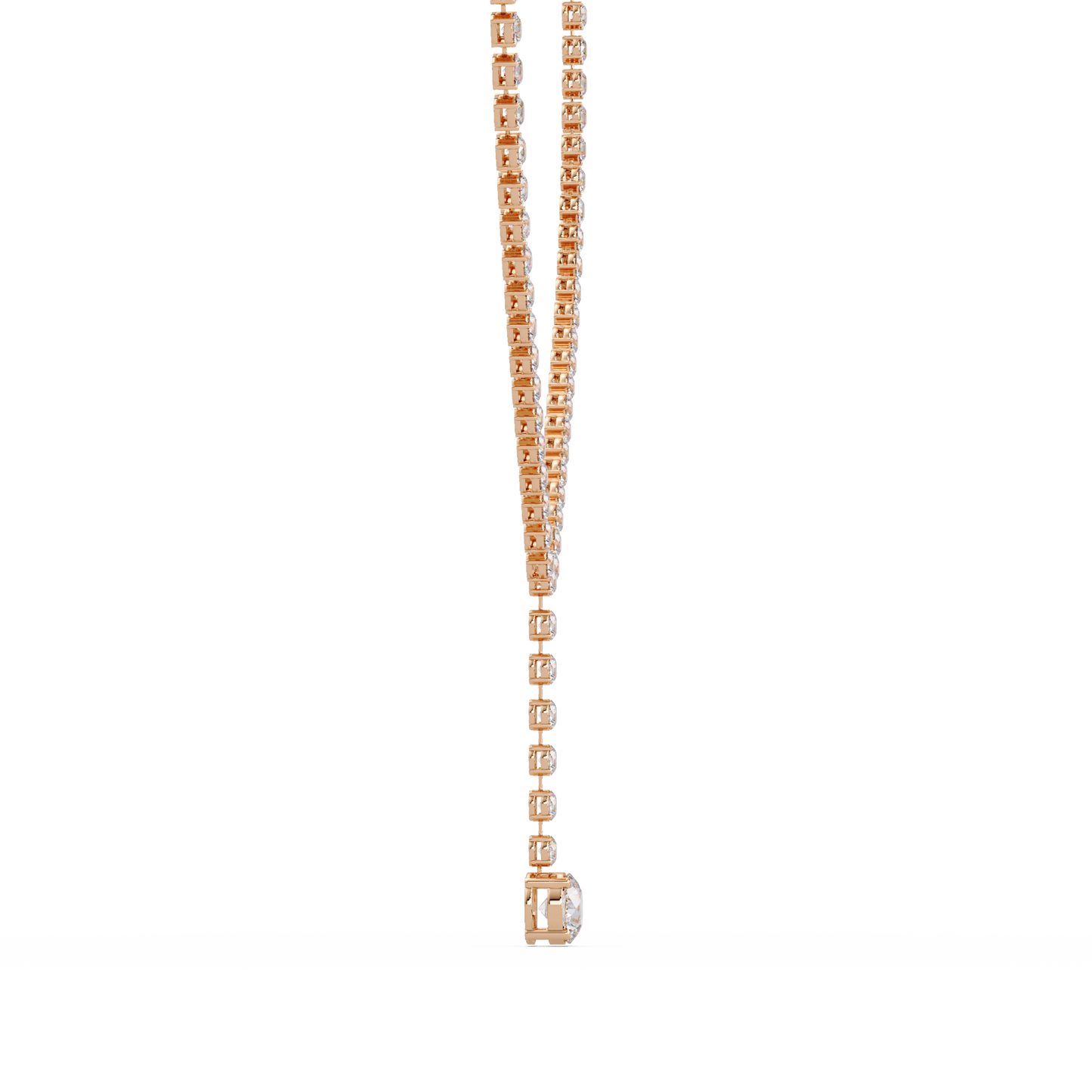 Diamond Drop Necklace 23.66 Carat Round Lab Grown Diamonds 14K Gold