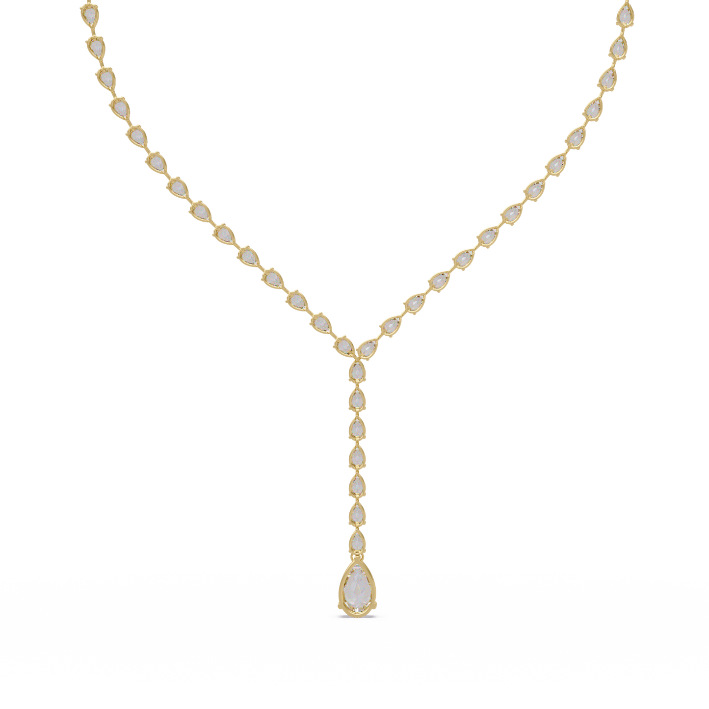 16.25 Ct Pear Diamond Drop Necklace In 14K Gold Lab Grown