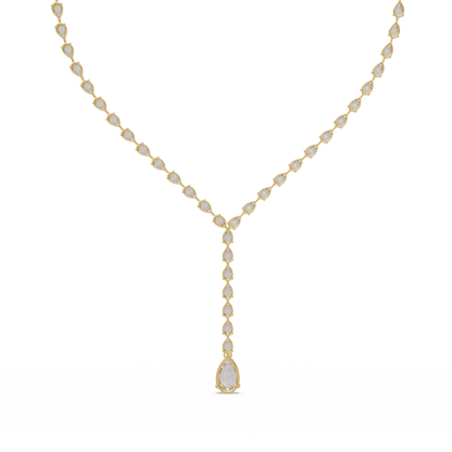 16.25 Ct Pear Diamond Drop Necklace In 14K Gold Lab Grown
