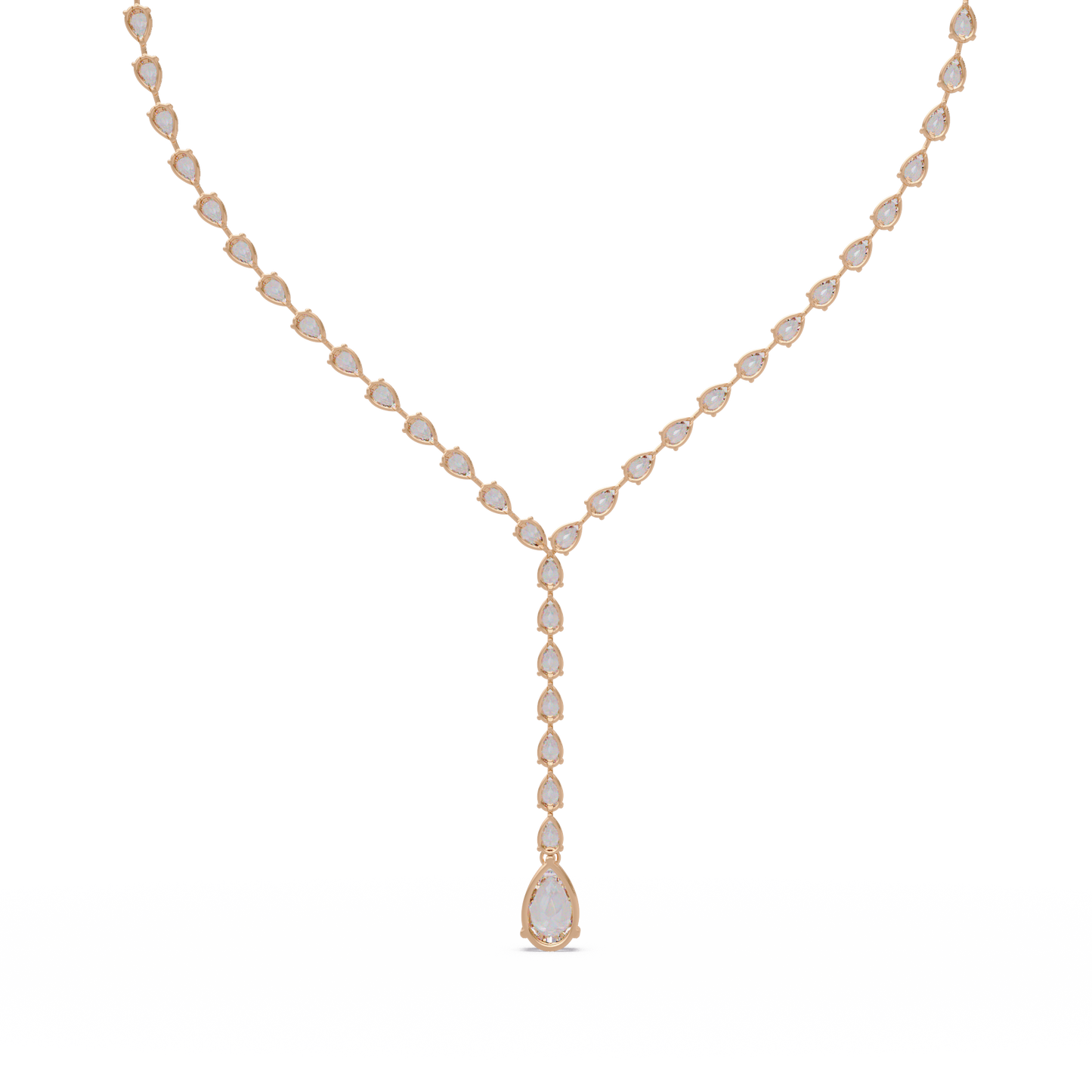16.25 Ct Pear Diamond Drop Necklace In 14K Gold Lab Grown