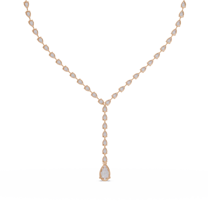 16.25 Ct Pear Diamond Drop Necklace In 14K Gold Lab Grown
