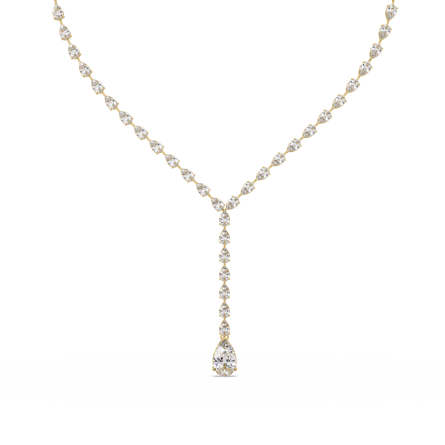 16.25 Ct Pear Diamond Drop Necklace In 14K Gold Lab Grown