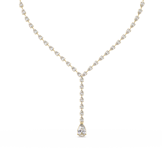16.25 Ct Pear Diamond Drop Necklace In 14K Gold Lab Grown