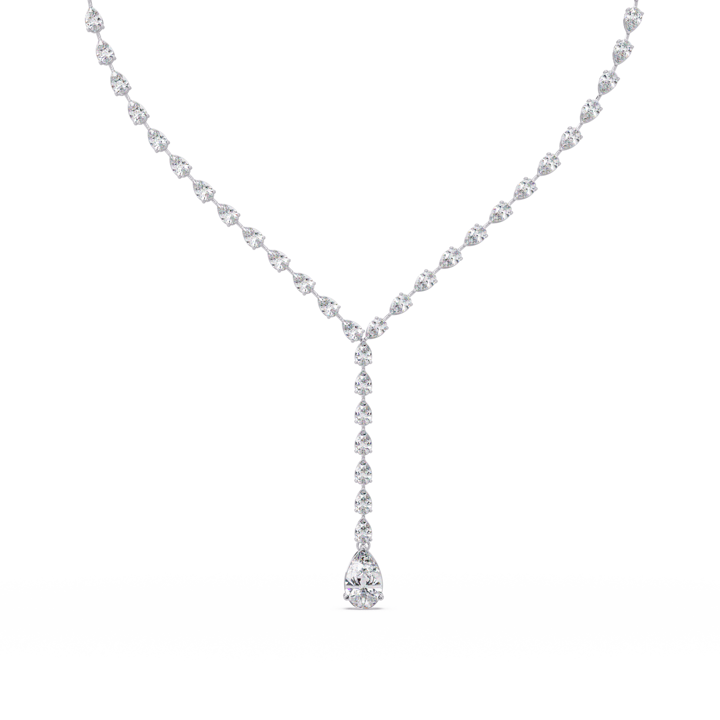 16.25 Ct Pear Diamond Drop Necklace In 14K Gold Lab Grown