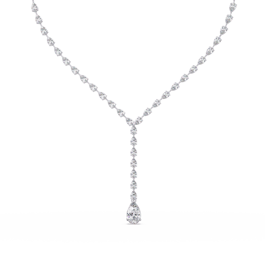 16.25 Ct Pear Diamond Drop Necklace In 14K Gold Lab Grown