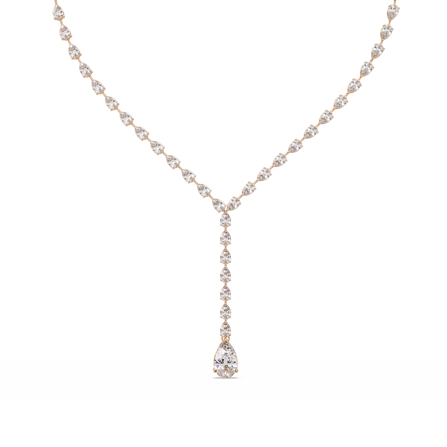 16.25 Ct Pear Diamond Drop Necklace In 14K Gold Lab Grown