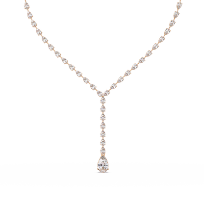 16.25 Ct Pear Diamond Drop Necklace In 14K Gold Lab Grown