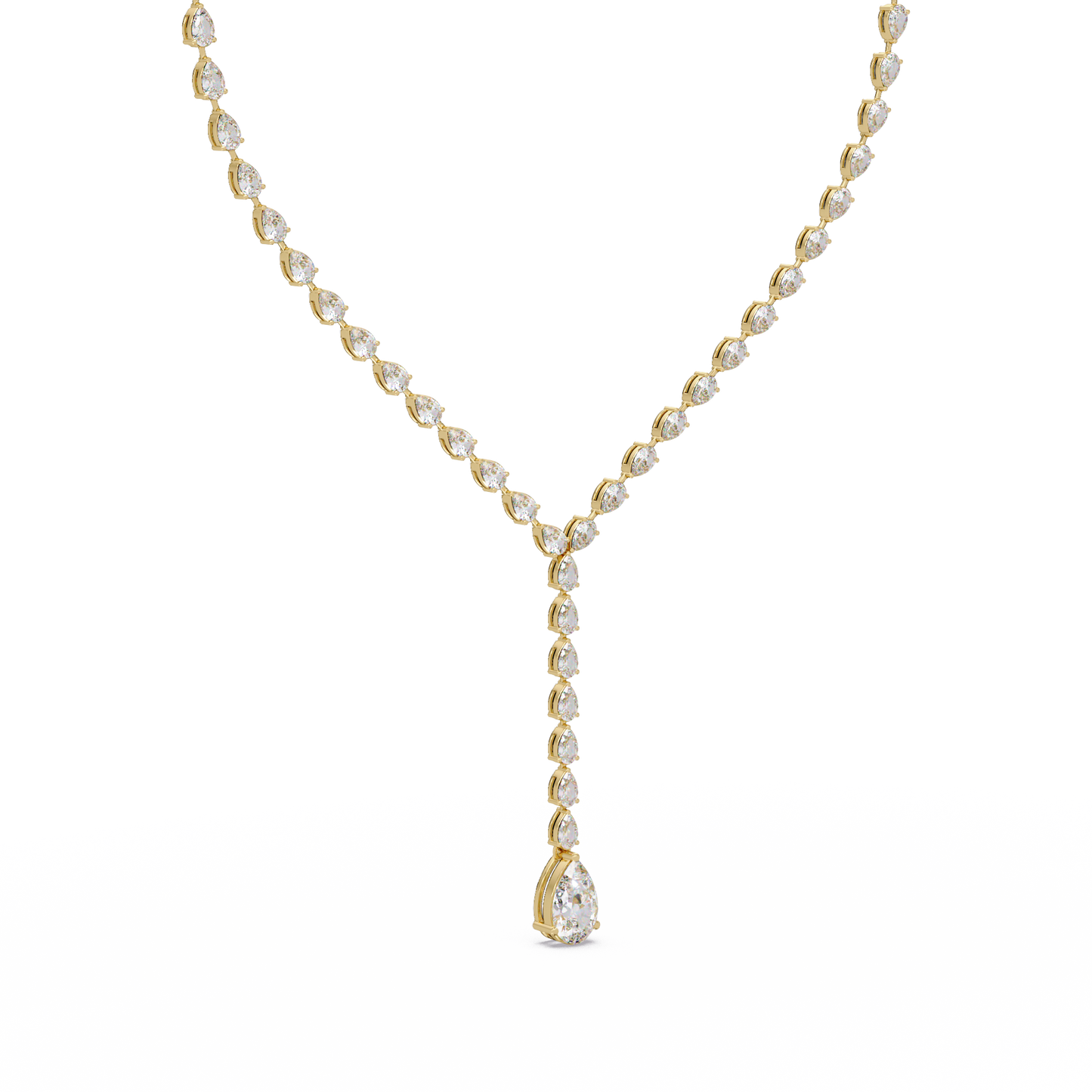 16.25 Ct Pear Diamond Drop Necklace In 14K Gold Lab Grown