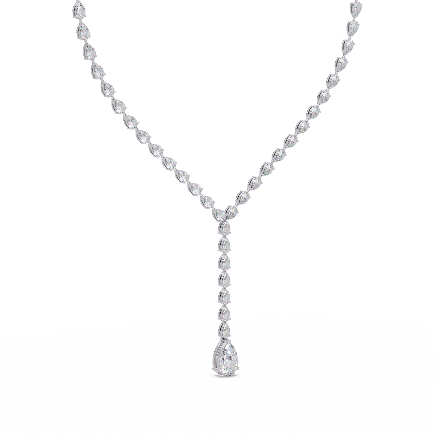 16.25 Ct Pear Diamond Drop Necklace In 14K Gold Lab Grown