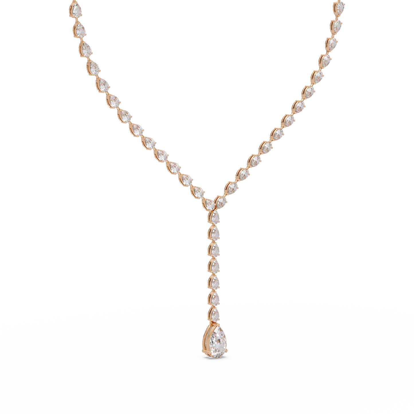 16.25 Ct Pear Diamond Drop Necklace In 14K Gold Lab Grown