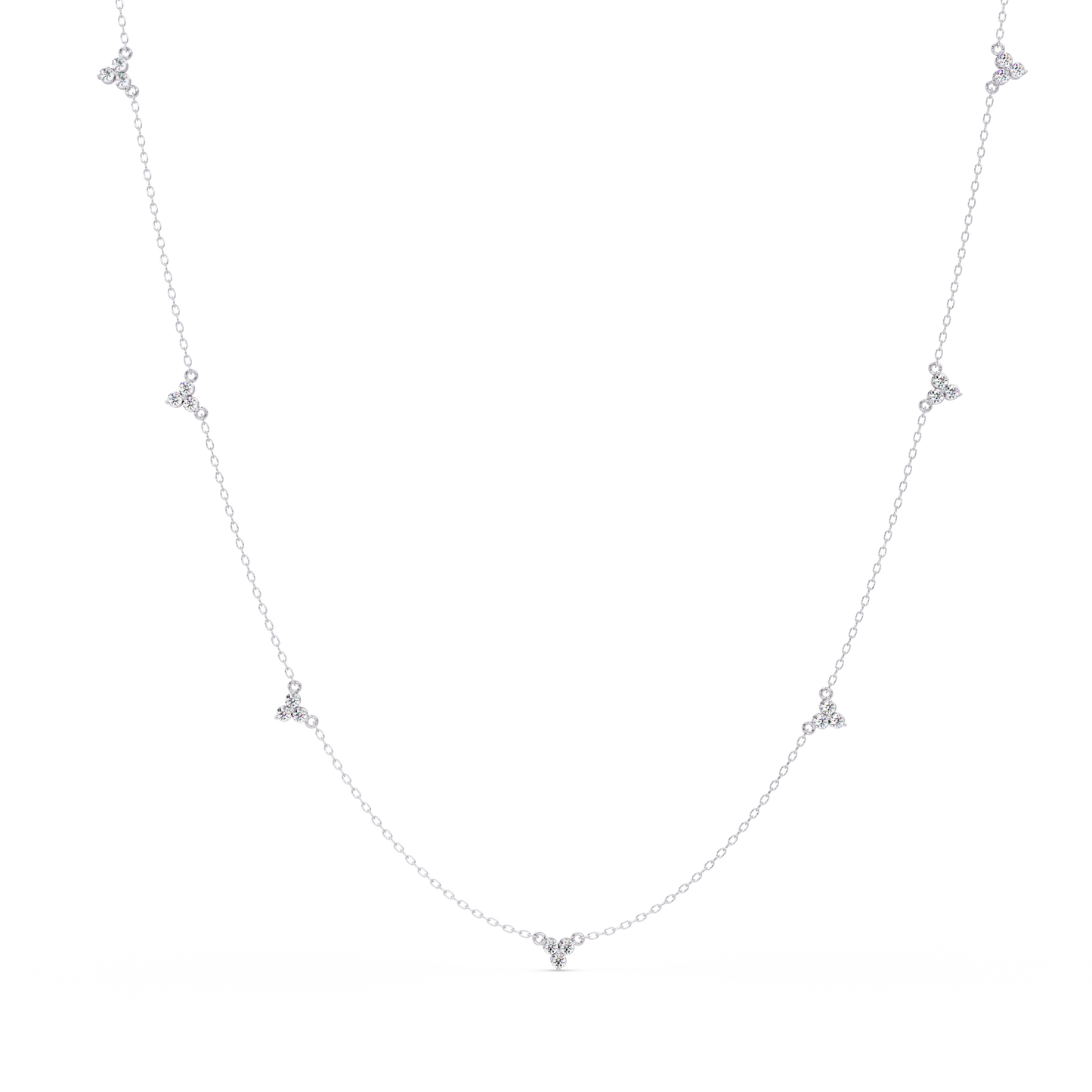 Diamond Clover Station Necklace 14K Gold Lab Grown Diamonds