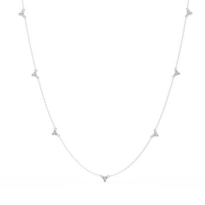 Diamond Clover Station Necklace 14K Gold Lab Grown Diamonds
