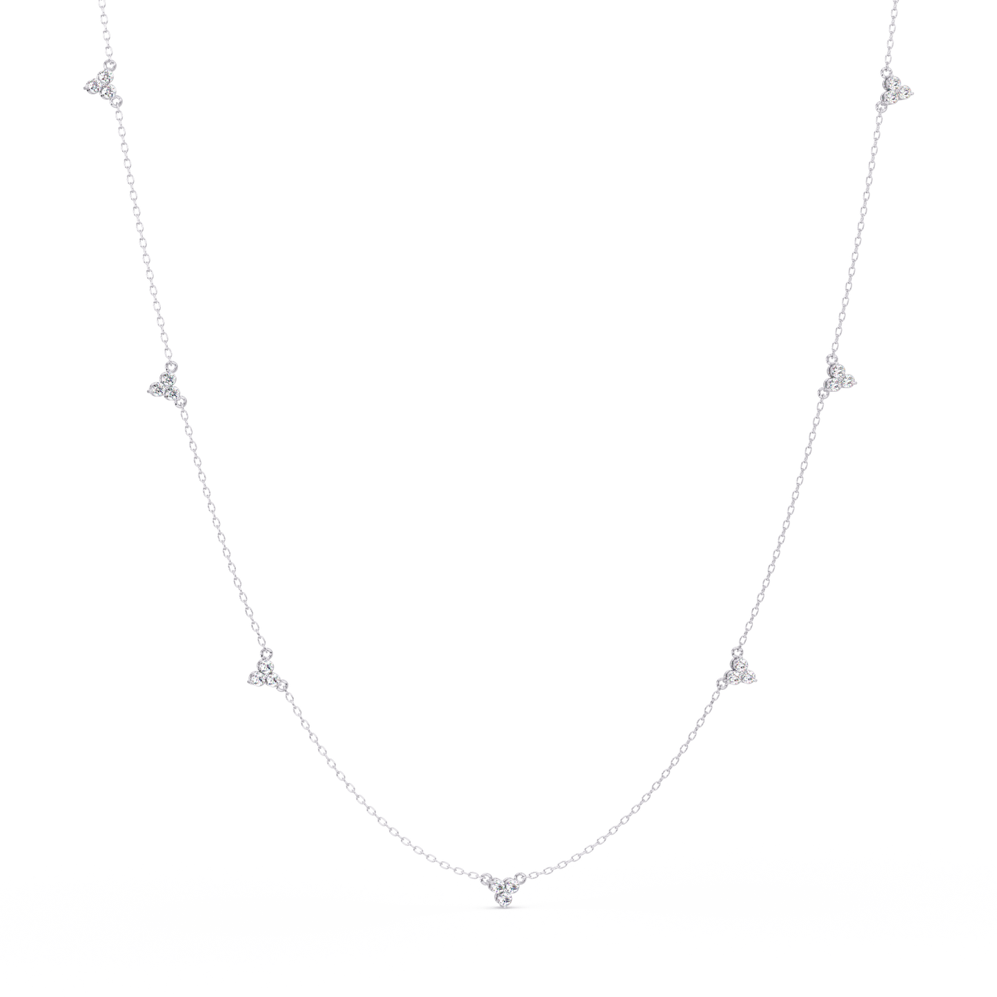 Diamond Clover Station Necklace 14K Gold Lab Grown Diamonds