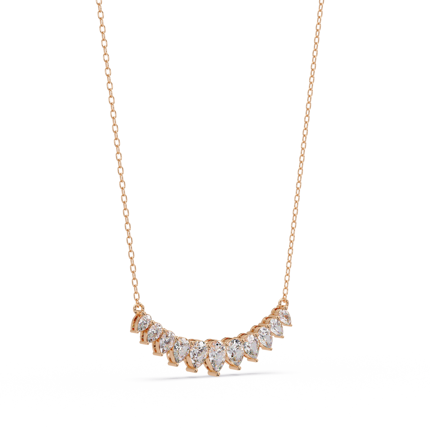 4.44 Carat Graduated Pear Diamond Necklace In 14K Gold Lab Grown