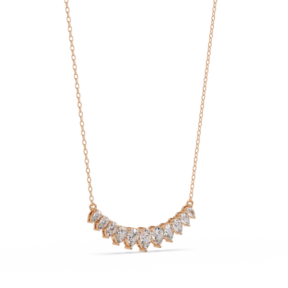 4.44 Carat Graduated Pear Diamond Necklace In 14K Gold Lab Grown