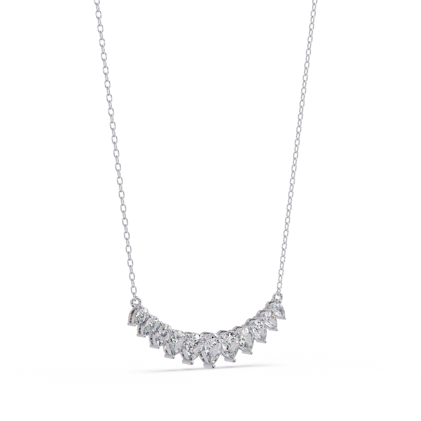 4.44 Carat Graduated Pear Diamond Necklace In 14K Gold Lab Grown