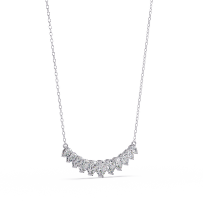 4.44 Carat Graduated Pear Diamond Necklace In 14K Gold Lab Grown