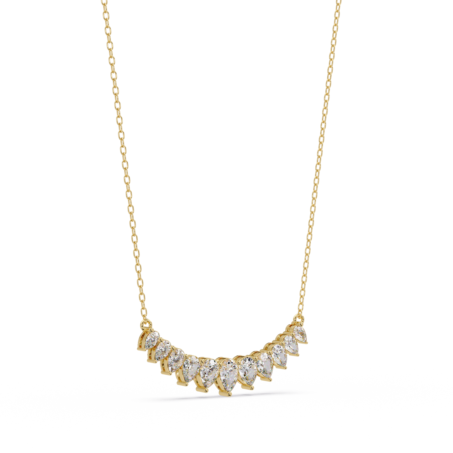 4.44 Carat Graduated Pear Diamond Necklace In 14K Gold Lab Grown