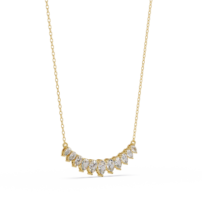 4.44 Carat Graduated Pear Diamond Necklace In 14K Gold Lab Grown