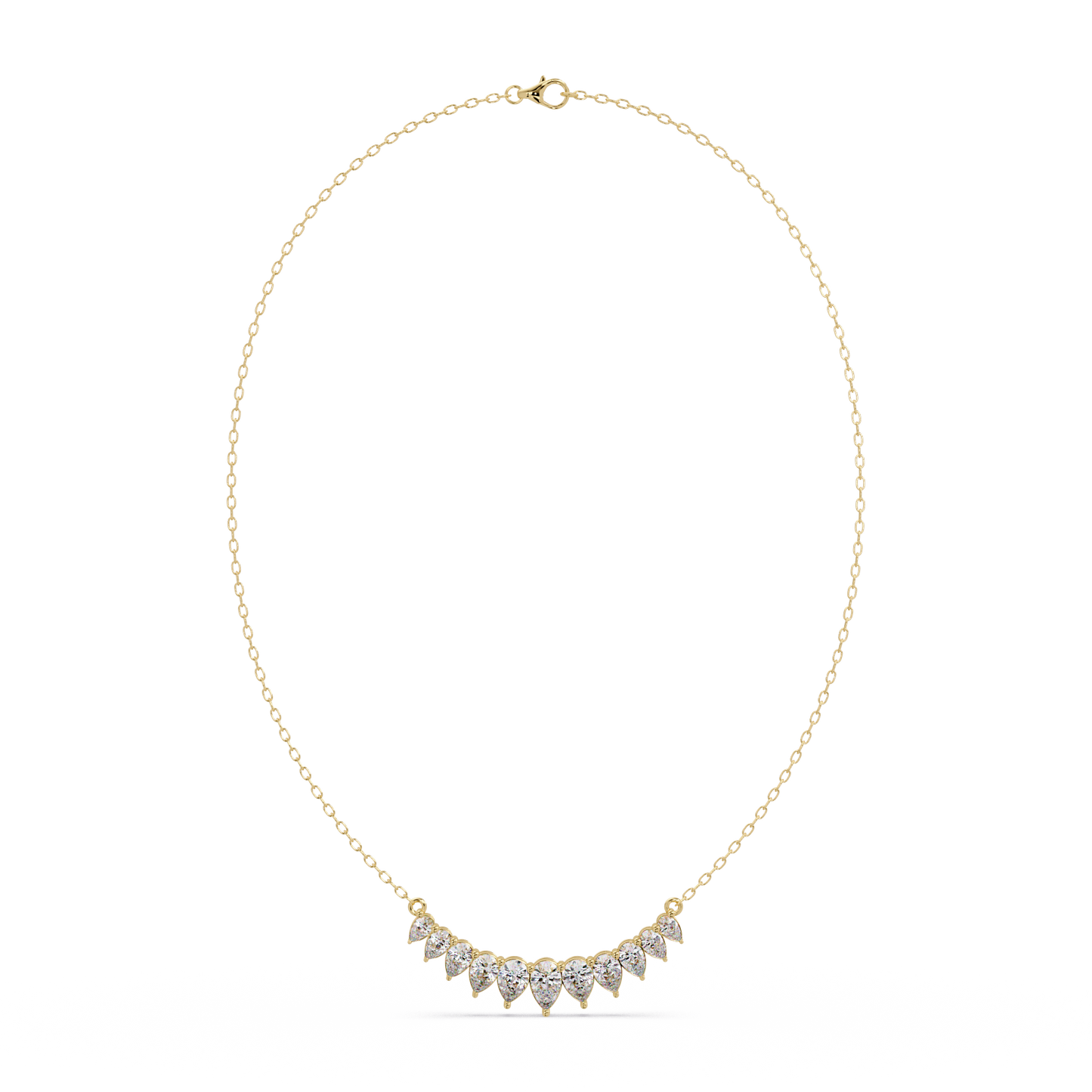 4.44 Carat Graduated Pear Diamond Necklace In 14K Gold Lab Grown