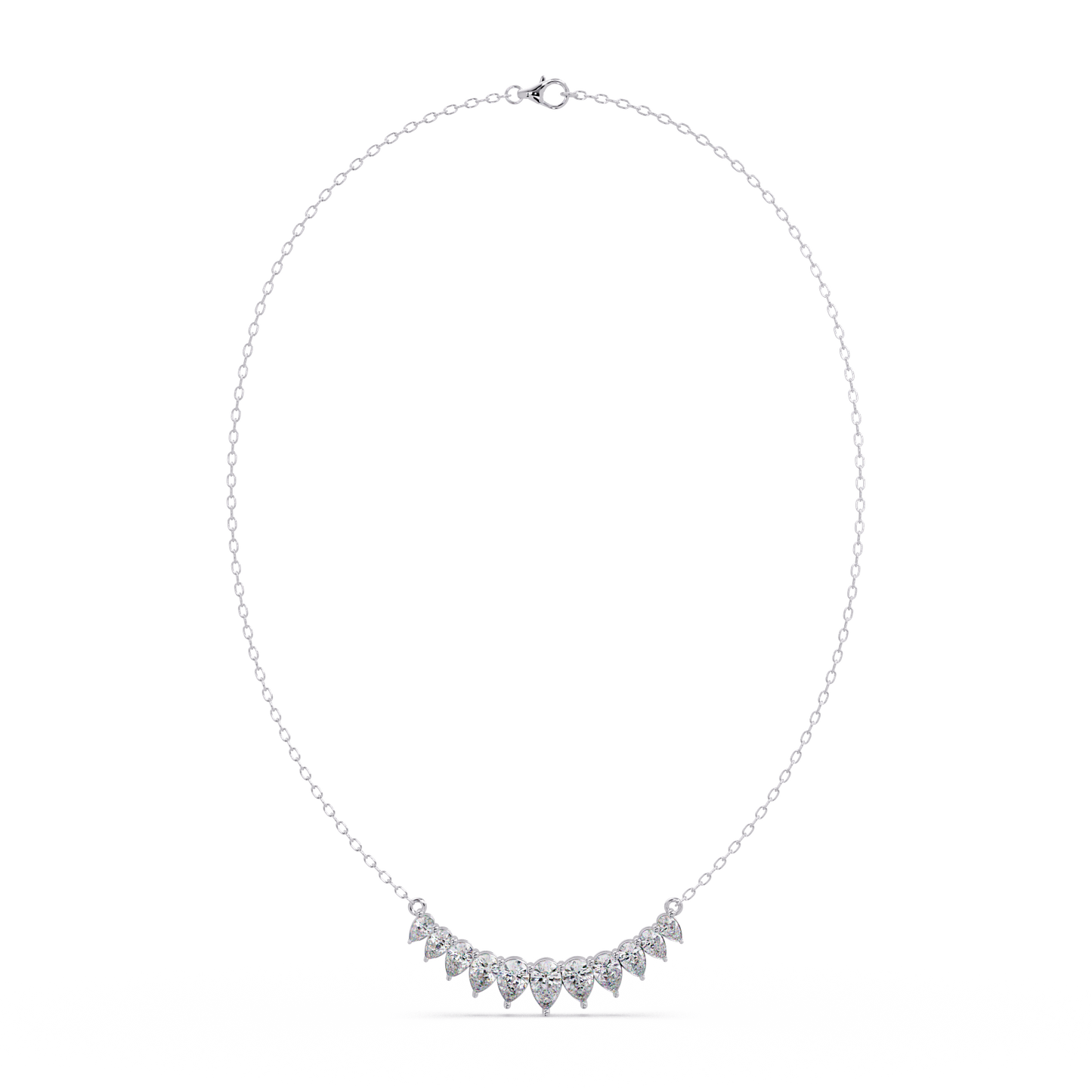 4.44 Carat Graduated Pear Diamond Necklace In 14K Gold Lab Grown